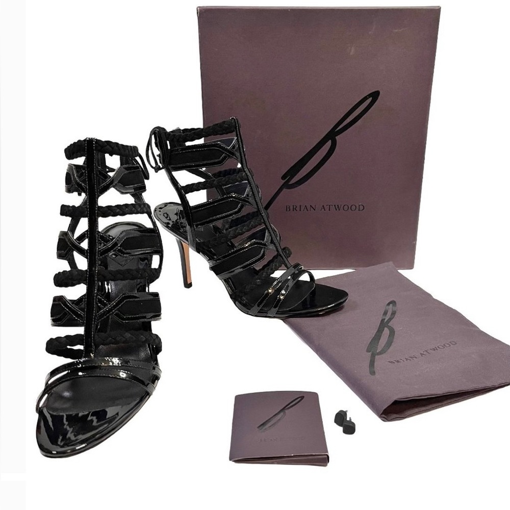 Brian Atwood Braided Black Elisa Heels